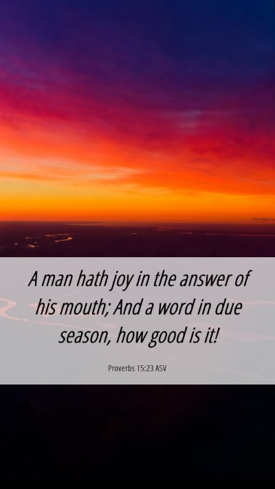 Picture 06 - Proverbs 15:23 ASV Mobile Phone Wallpaper - A man hath joy in the answer of his mouth; And a - Mobile Bible Verse Wallpaper
