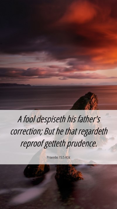 Picture 06 - Proverbs 15:5 ASV Mobile Phone Wallpaper - A fool despiseth his father's correction; But he - Mobile Bible Verse Wallpaper