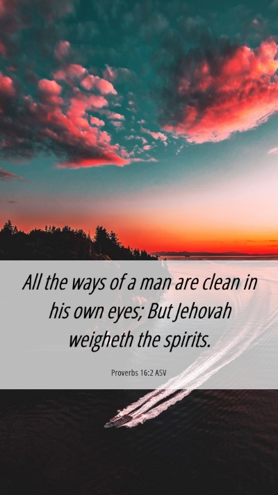 Picture 06 - Proverbs 16:2 ASV Mobile Phone Wallpaper - All the ways of a man are clean in his own eyes; - Mobile Bible Verse Wallpaper