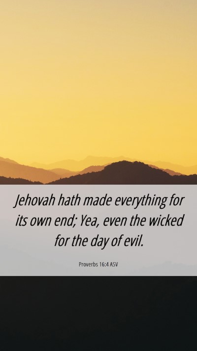 Picture 06 - Proverbs 16:4 ASV Mobile Phone Wallpaper - Jehovah hath made everything for its own end; - Mobile Bible Verse Wallpaper
