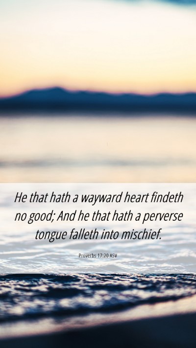Picture 06 - Proverbs 17:20 ASV Mobile Phone Wallpaper - He that hath a wayward heart findeth no good; And - Mobile Bible Verse Wallpaper