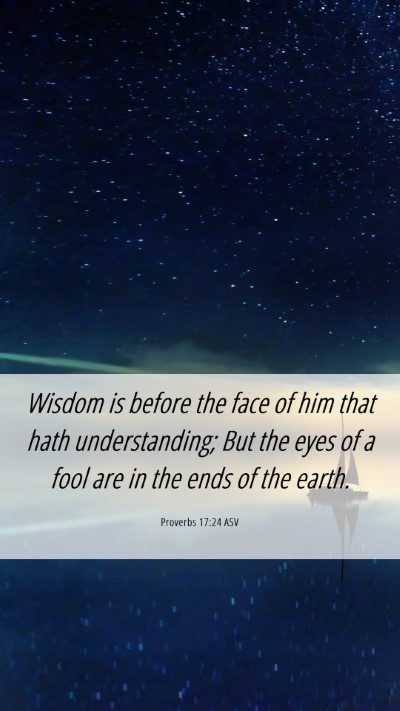 Picture 06 - Proverbs 17:24 ASV Mobile Phone Wallpaper - Wisdom is before the face of him that hath - Mobile Bible Verse Wallpaper
