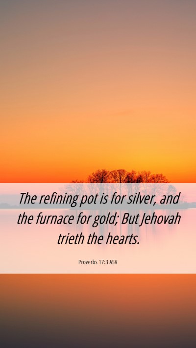 Picture 06 - Proverbs 17:3 ASV Mobile Phone Wallpaper - The refining pot is for silver, and the furnace - Mobile Bible Verse Wallpaper