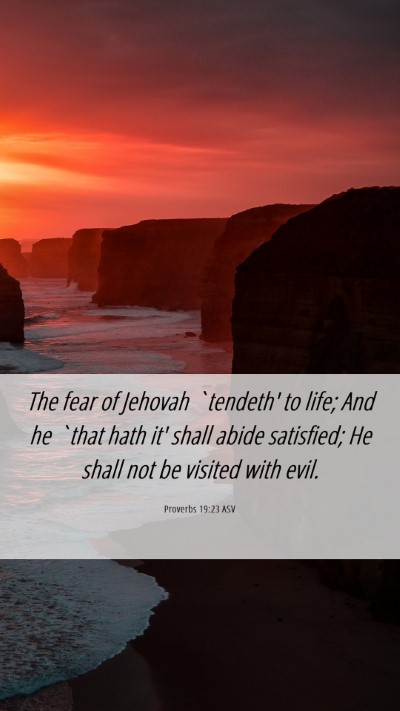 Picture 06 - Proverbs 19:23 ASV Mobile Phone Wallpaper - The fear of Jehovah `tendeth' to life; And he - Mobile Bible Verse Wallpaper