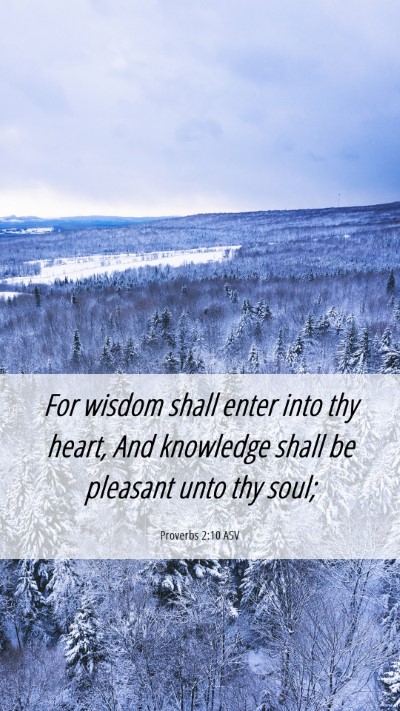 Picture 06 - Proverbs 2:10 ASV Mobile Phone Wallpaper - For wisdom shall enter into thy heart, And - Mobile Bible Verse Wallpaper