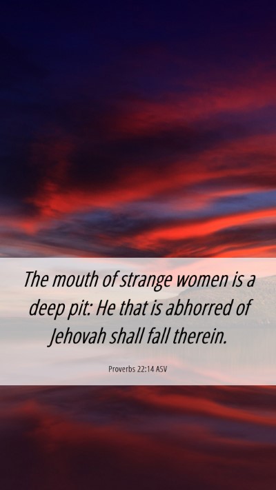 Picture 06 - Proverbs 22:14 ASV Mobile Phone Wallpaper - The mouth of strange women is a deep pit: He that - Mobile Bible Verse Wallpaper
