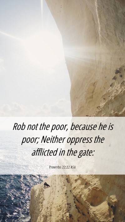 Picture 06 - Proverbs 22:22 ASV Mobile Phone Wallpaper - Rob not the poor, because he is poor; Neither - Mobile Bible Verse Wallpaper
