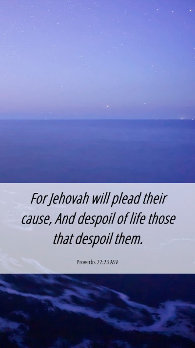 Picture 06 - Proverbs 22:23 ASV Mobile Phone Wallpaper - For Jehovah will plead their cause, And despoil - Mobile Bible Verse Wallpaper