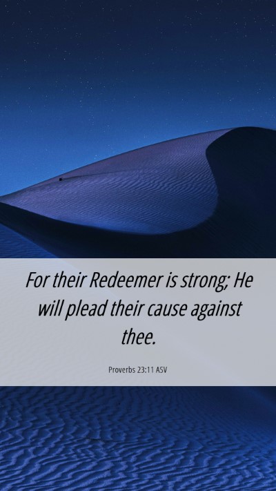 Picture 06 - Proverbs 23:11 ASV Mobile Phone Wallpaper - For their Redeemer is strong; He will plead their - Mobile Bible Verse Wallpaper