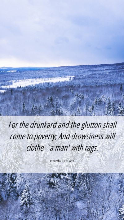 Picture 06 - Proverbs 23:21 ASV Mobile Phone Wallpaper - For the drunkard and the glutton shall come to - Mobile Bible Verse Wallpaper