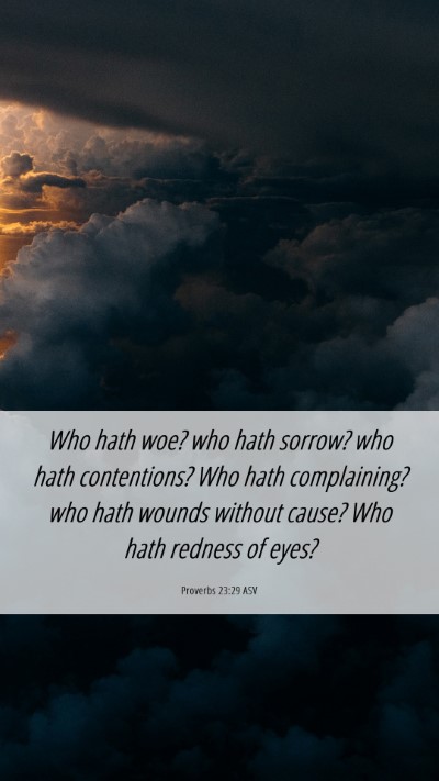 Picture 06 - Proverbs 23:29 ASV Mobile Phone Wallpaper - Who hath woe? who hath sorrow? who hath - Mobile Bible Verse Wallpaper