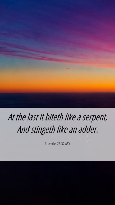 Picture 06 - Proverbs 23:32 ASV Mobile Phone Wallpaper - At the last it biteth like a serpent, And - Mobile Bible Verse Wallpaper