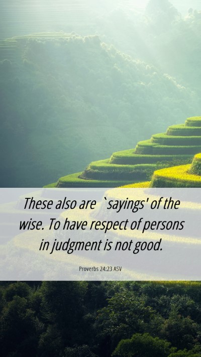 Picture 06 - Proverbs 24:23 ASV Mobile Phone Wallpaper - These also are `sayings' of the wise. To have - Mobile Bible Verse Wallpaper