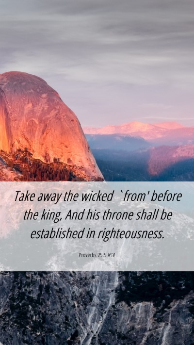 Picture 06 - Proverbs 25:5 ASV Mobile Phone Wallpaper - Take away the wicked `from' before the king, And - Mobile Bible Verse Wallpaper