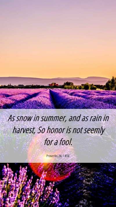 Picture 06 - Proverbs 26:1 ASV Mobile Phone Wallpaper - As snow in summer, and as rain in harvest, So - Mobile Bible Verse Wallpaper