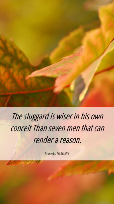 Picture 06 - Proverbs 26:16 ASV Mobile Phone Wallpaper - The sluggard is wiser in his own conceit Than - Mobile Bible Verse Wallpaper