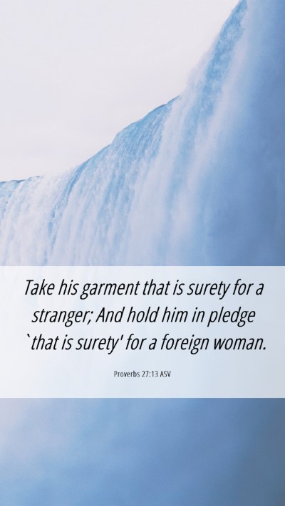 Picture 06 - Proverbs 27:13 ASV Mobile Phone Wallpaper - Take his garment that is surety for a stranger; - Mobile Bible Verse Wallpaper