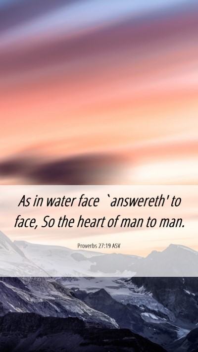 Picture 06 - Proverbs 27:19 ASV Mobile Phone Wallpaper - As in water face `answereth' to face, So the - Mobile Bible Verse Wallpaper