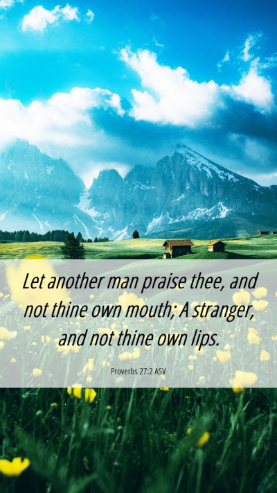 Picture 06 - Proverbs 27:2 ASV Mobile Phone Wallpaper - Let another man praise thee, and not thine own - Mobile Bible Verse Wallpaper