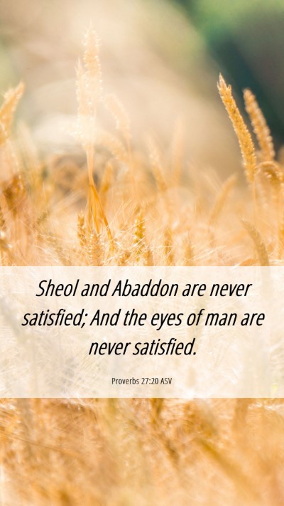 Picture 06 - Proverbs 27:20 ASV Mobile Phone Wallpaper - Sheol and Abaddon are never satisfied; And the - Mobile Bible Verse Wallpaper