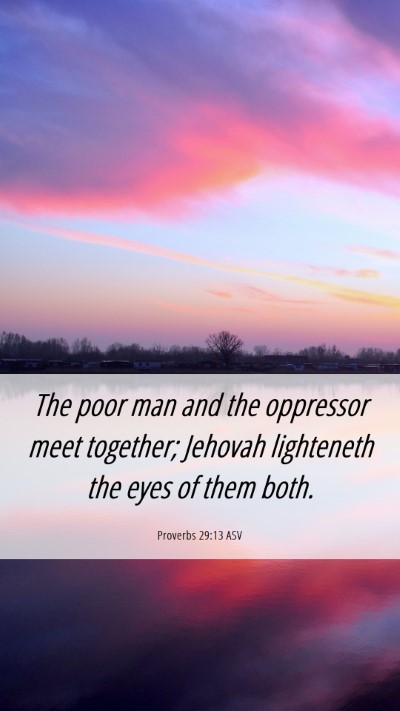 Picture 06 - Proverbs 29:13 ASV Mobile Phone Wallpaper - The poor man and the oppressor meet together; - Mobile Bible Verse Wallpaper
