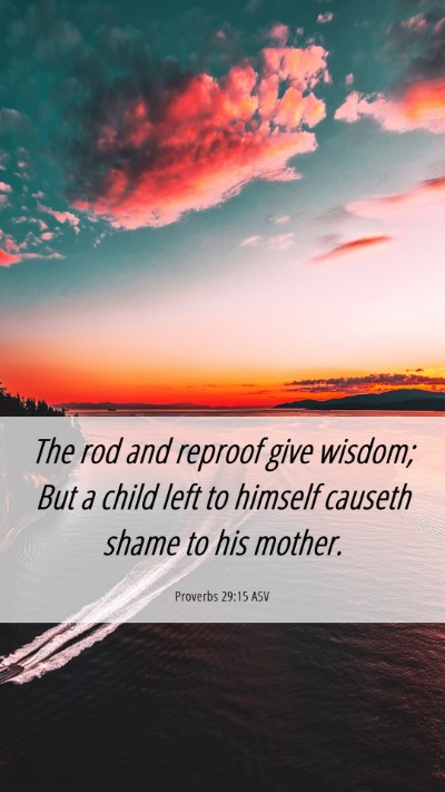 Picture 06 - Proverbs 29:15 ASV Mobile Phone Wallpaper - The rod and reproof give wisdom; But a child left - Mobile Bible Verse Wallpaper