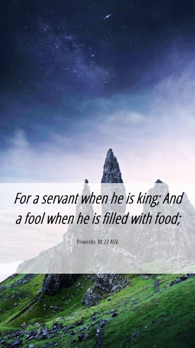 Picture 06 - Proverbs 30:22 ASV Mobile Phone Wallpaper - For a servant when he is king; And a fool when he - Mobile Bible Verse Wallpaper
