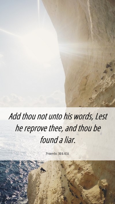 Picture 06 - Proverbs 30:6 ASV Mobile Phone Wallpaper - Add thou not unto his words, Lest he reprove - Mobile Bible Verse Wallpaper