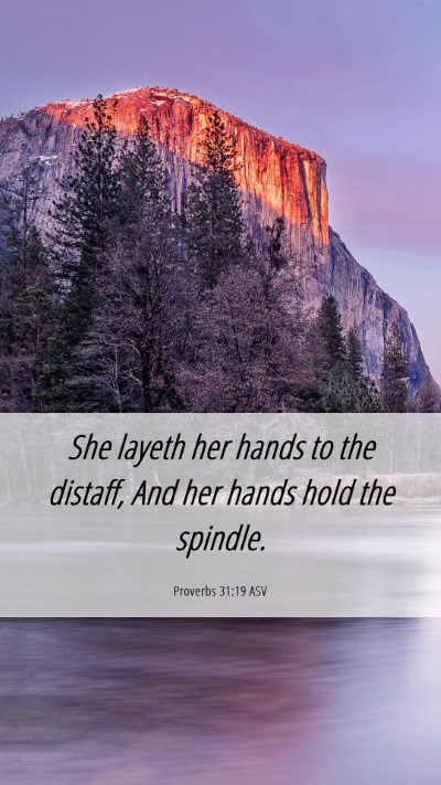 Picture 06 - Proverbs 31:19 ASV Mobile Phone Wallpaper - She layeth her hands to the distaff, And her - Mobile Bible Verse Wallpaper