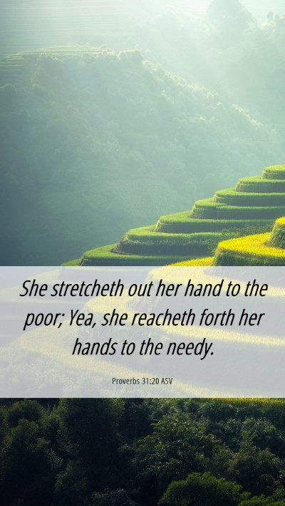 Picture 06 - Proverbs 31:20 ASV Mobile Phone Wallpaper - She stretcheth out her hand to the poor; Yea, she - Mobile Bible Verse Wallpaper