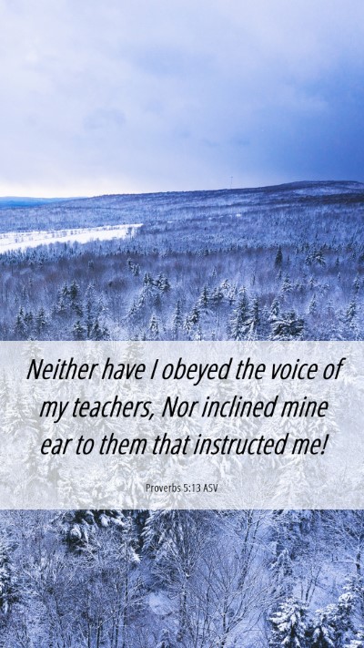 Picture 06 - Proverbs 5:13 ASV Mobile Phone Wallpaper - Neither have I obeyed the voice of my teachers, - Mobile Bible Verse Wallpaper