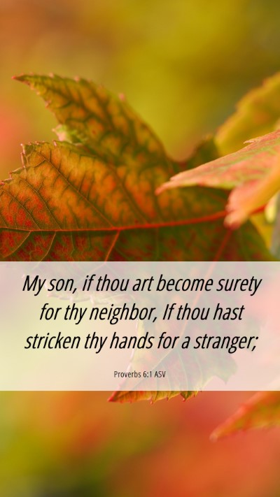 Picture 06 - Proverbs 6:1 ASV Mobile Phone Wallpaper - My son, if thou art become surety for thy - Mobile Bible Verse Wallpaper