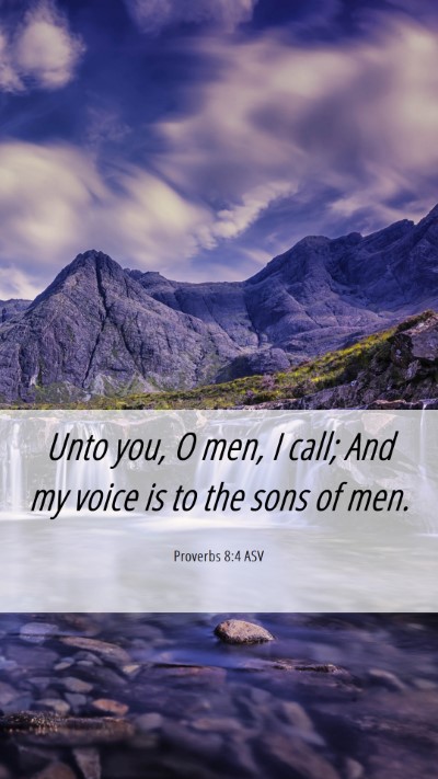 Picture 06 - Proverbs 8:4 ASV Mobile Phone Wallpaper - Unto you, O men, I call; And my voice is to the - Mobile Bible Verse Wallpaper