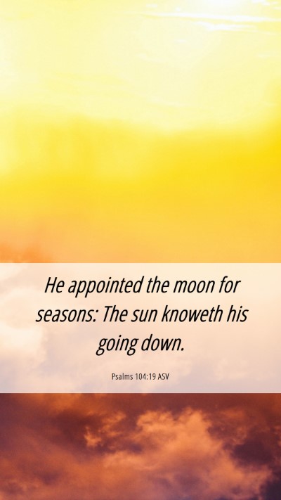 Picture 06 - Psalms 104:19 ASV Mobile Phone Wallpaper - He appointed the moon for seasons: The sun - Mobile Bible Verse Wallpaper