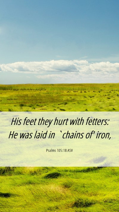 Picture 06 - Psalms 105:18 ASV Mobile Phone Wallpaper - His feet they hurt with fetters: He was laid in - Mobile Bible Verse Wallpaper
