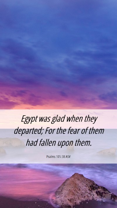 Picture 06 - Psalms 105:38 ASV Mobile Phone Wallpaper - Egypt was glad when they departed; For the fear - Mobile Bible Verse Wallpaper