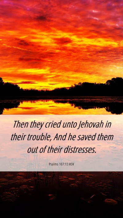 Picture 06 - Psalms 107:13 ASV Mobile Phone Wallpaper - Then they cried unto Jehovah in their trouble, - Mobile Bible Verse Wallpaper