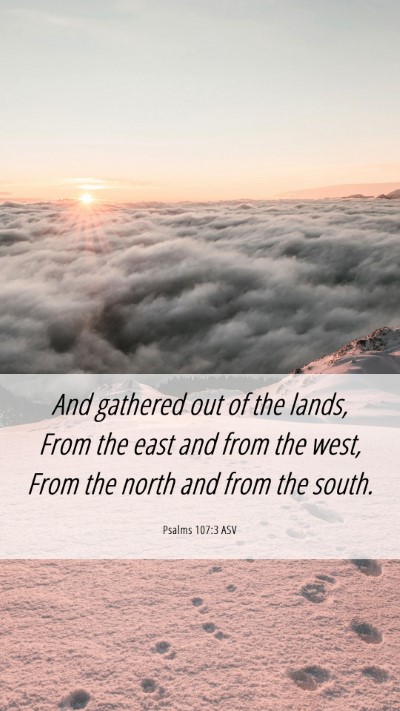 Picture 06 - Psalms 107:3 ASV Mobile Phone Wallpaper - And gathered out of the lands, From the east and - Mobile Bible Verse Wallpaper