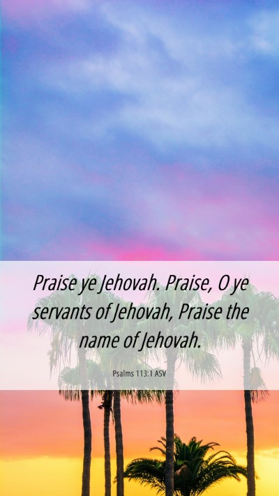 Picture 06 - Psalms 113:1 ASV Mobile Phone Wallpaper - Praise ye Jehovah. Praise, O ye servants of - Mobile Bible Verse Wallpaper