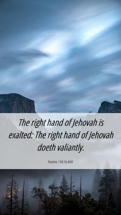 Picture 06 - Psalms 118:16 ASV Mobile Phone Wallpaper - The right hand of Jehovah is exalted: The right - Mobile Bible Verse Wallpaper