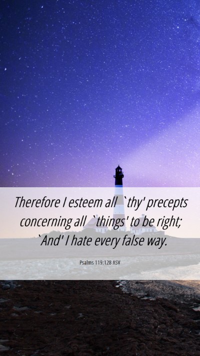 Picture 06 - Psalms 119:128 ASV Mobile Phone Wallpaper - Therefore I esteem all `thy' precepts concerning - Mobile Bible Verse Wallpaper