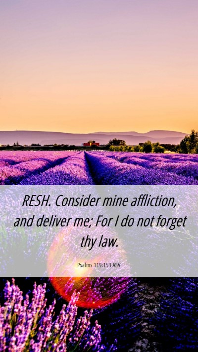 Picture 06 - Psalms 119:153 ASV Mobile Phone Wallpaper - RESH. Consider mine affliction, and deliver me; - Mobile Bible Verse Wallpaper
