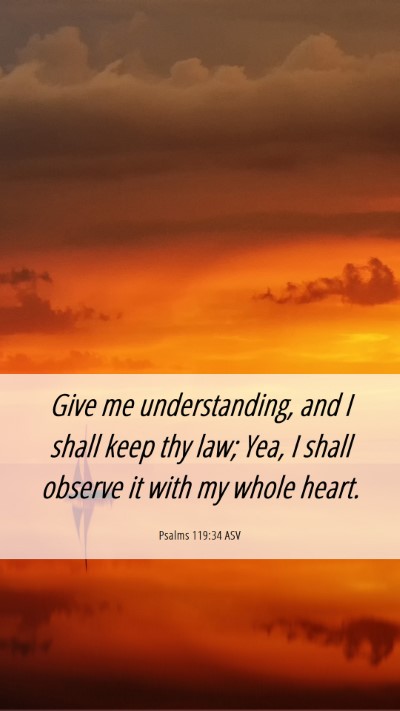 Picture 06 - Psalms 119:34 ASV Mobile Phone Wallpaper - Give me understanding, and I shall keep thy law; - Mobile Bible Verse Wallpaper