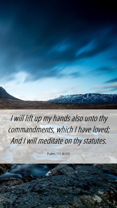Picture 06 - Psalms 119:48 ASV Mobile Phone Wallpaper - I will lift up my hands also unto thy - Mobile Bible Verse Wallpaper