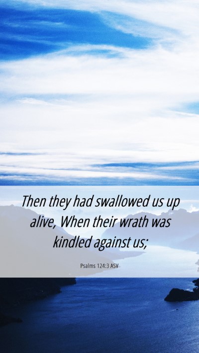 Picture 06 - Psalms 124:3 ASV Mobile Phone Wallpaper - Then they had swallowed us up alive, When their - Mobile Bible Verse Wallpaper