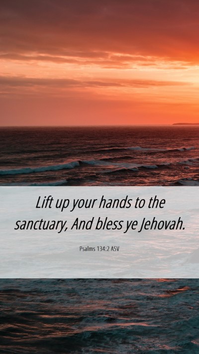 Picture 06 - Psalms 134:2 ASV Mobile Phone Wallpaper - Lift up your hands to the sanctuary, And bless ye - Mobile Bible Verse Wallpaper