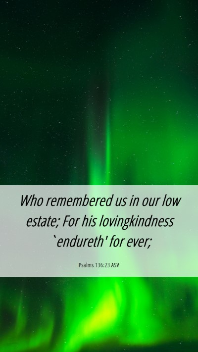 Picture 06 - Psalms 136:23 ASV Mobile Phone Wallpaper - Who remembered us in our low estate; For his - Mobile Bible Verse Wallpaper