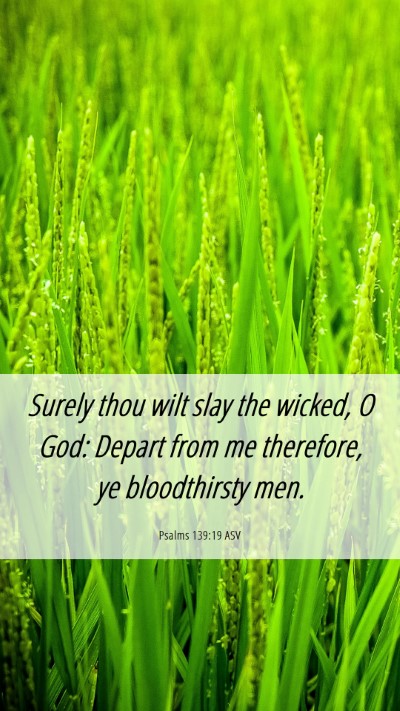 Picture 06 - Psalms 139:19 ASV Mobile Phone Wallpaper - Surely thou wilt slay the wicked, O God: Depart - Mobile Bible Verse Wallpaper