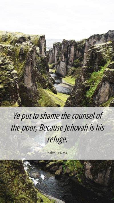 Picture 06 - Psalms 14:6 ASV Mobile Phone Wallpaper - Ye put to shame the counsel of the poor, Because - Mobile Bible Verse Wallpaper