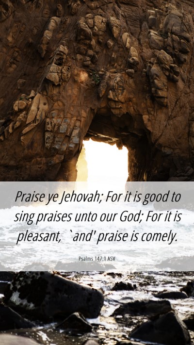 Picture 06 - Psalms 147:1 ASV Mobile Phone Wallpaper - Praise ye Jehovah; For it is good to sing praises - Mobile Bible Verse Wallpaper